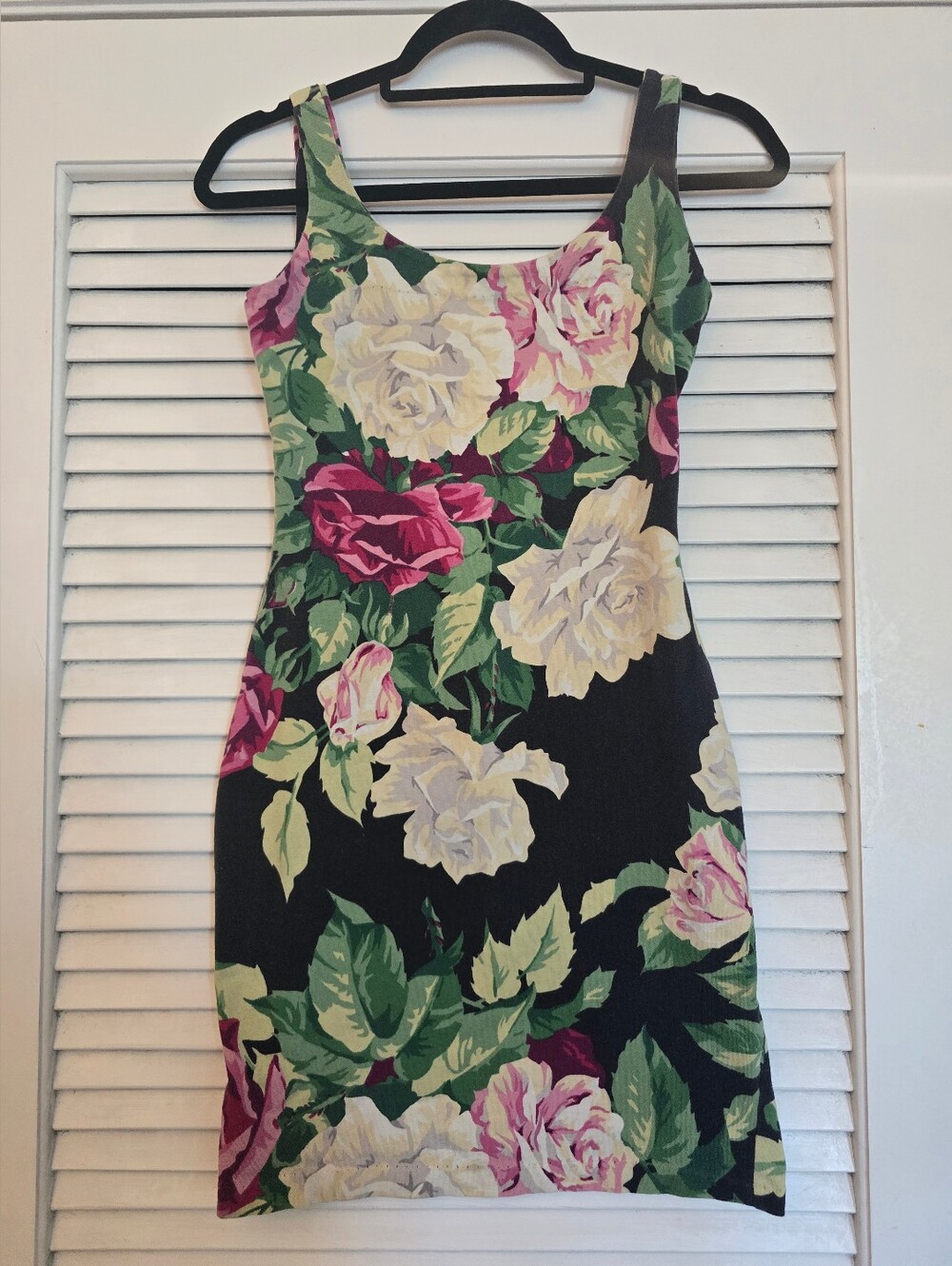 80s Betsey Johnson Purple Punk Face Floral Bodycon Dress Size M *Read Desc.*